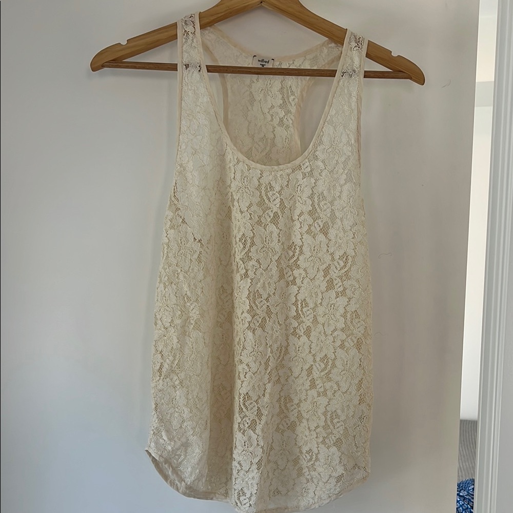Aritzia Wilfred Cream Lace Tank Top